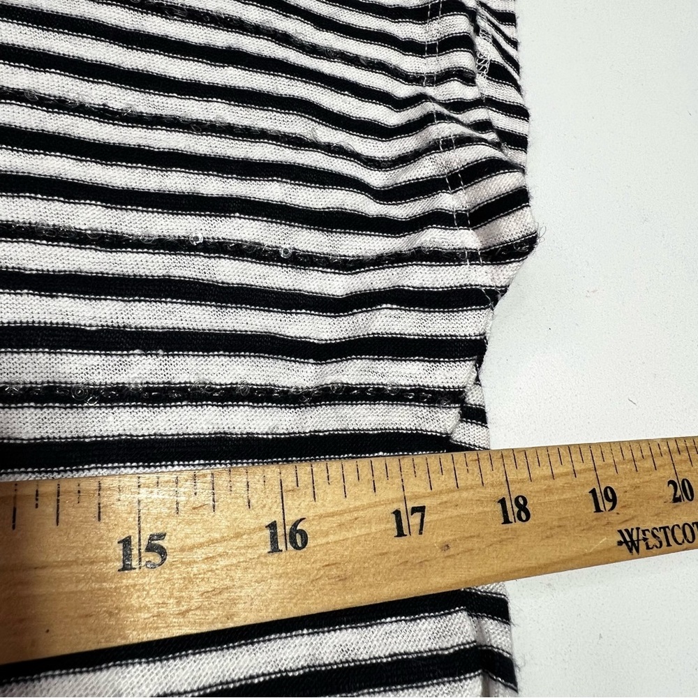 Talbots Linen Blend Black and White Striped Short Sleeve Tee - Picture 5 of 7